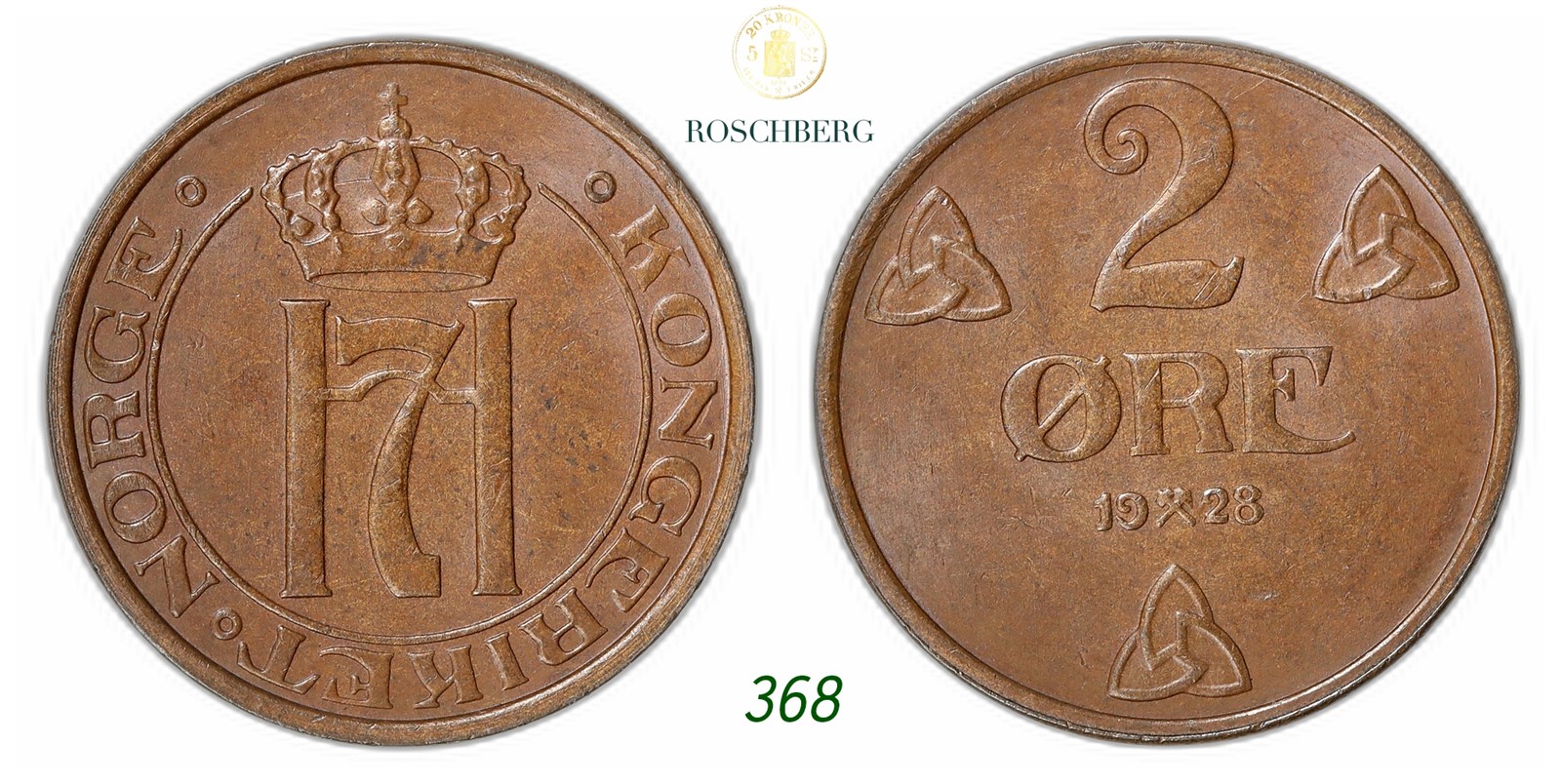 NORWAY. Haakon VII. 2 Øre 1928.