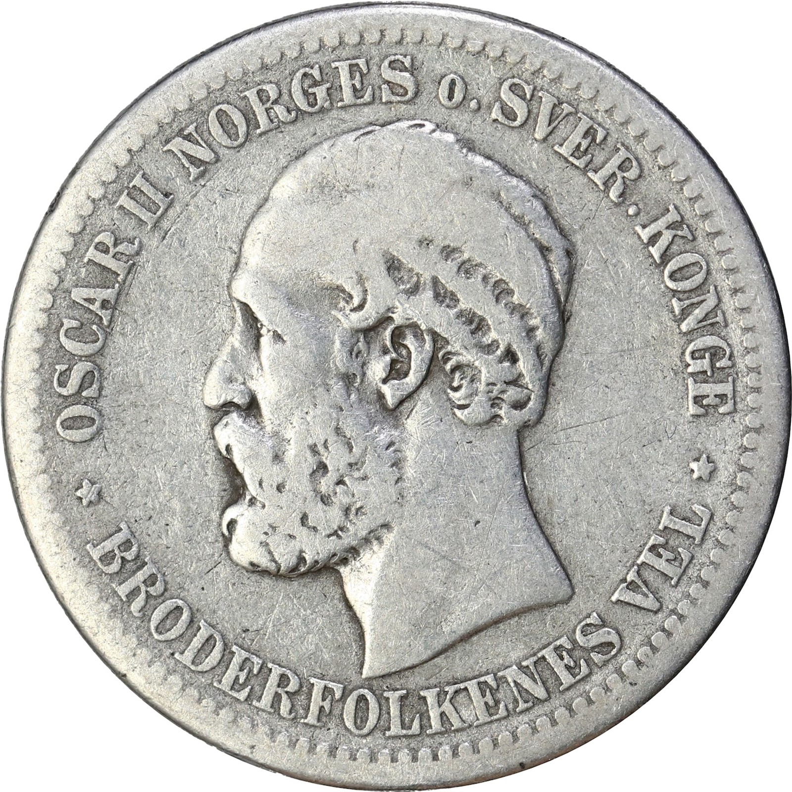 NORWAY. Oscar II. 1 Krone 1881 Kv 1 (VF)