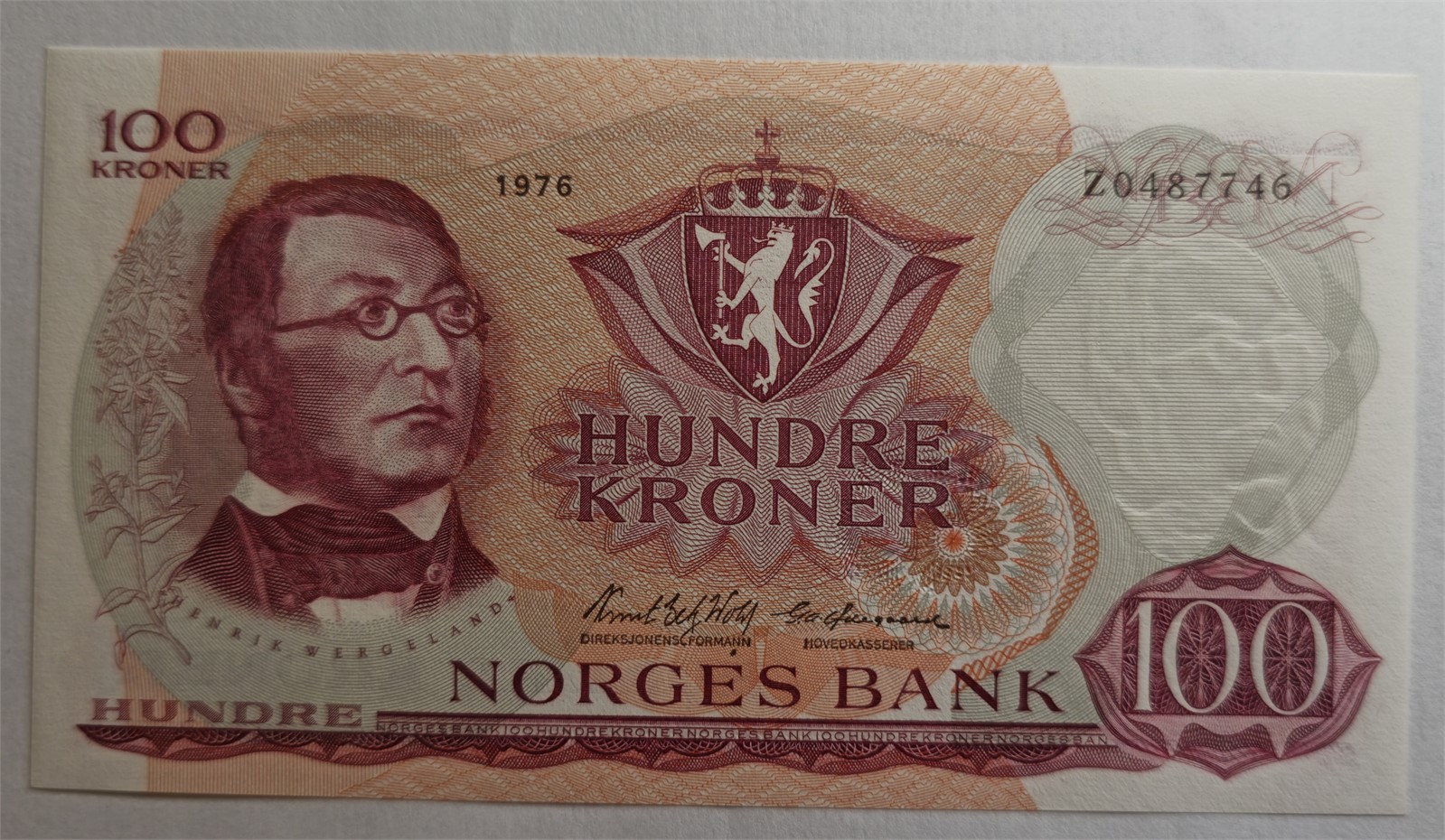 100 Kroner 1976-Z0. Kv 0 (UNC).