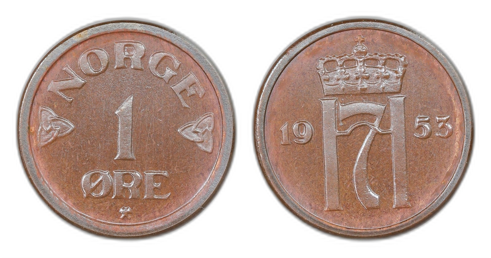 Norway. Haakon VII. 1 Øre 1953. Kv PRAKTEX.