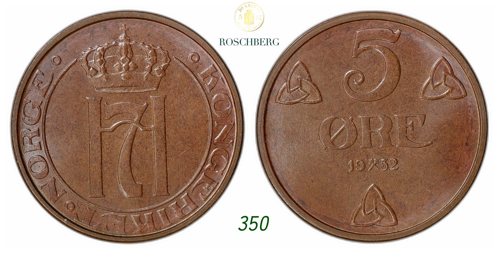 NORWAY. Haakon VII. 5 Øre 1952.