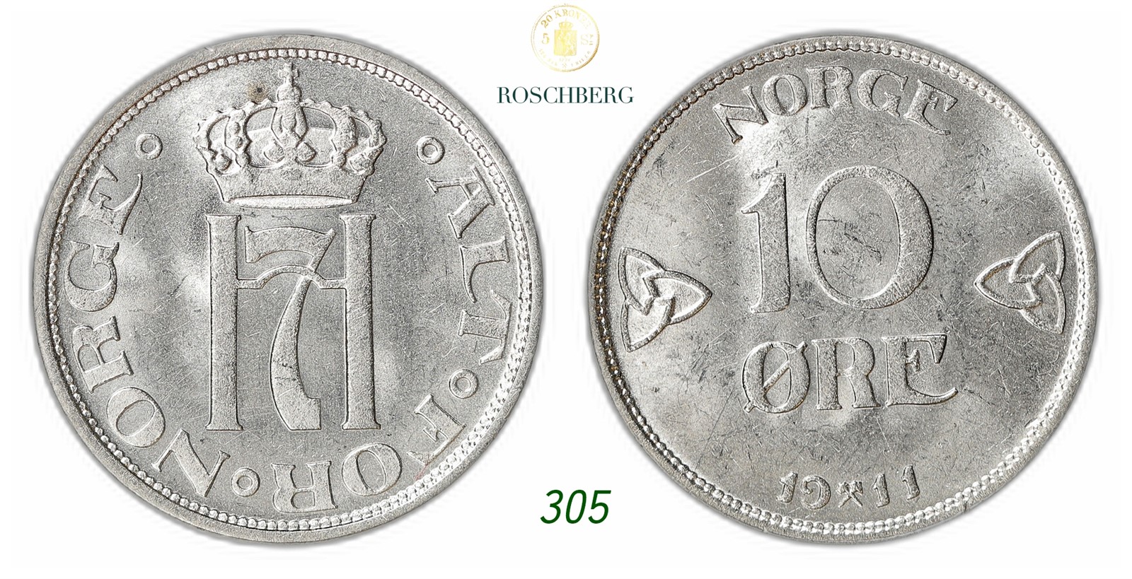 NORWAY. Haakon VII. 10 Øre 1911.