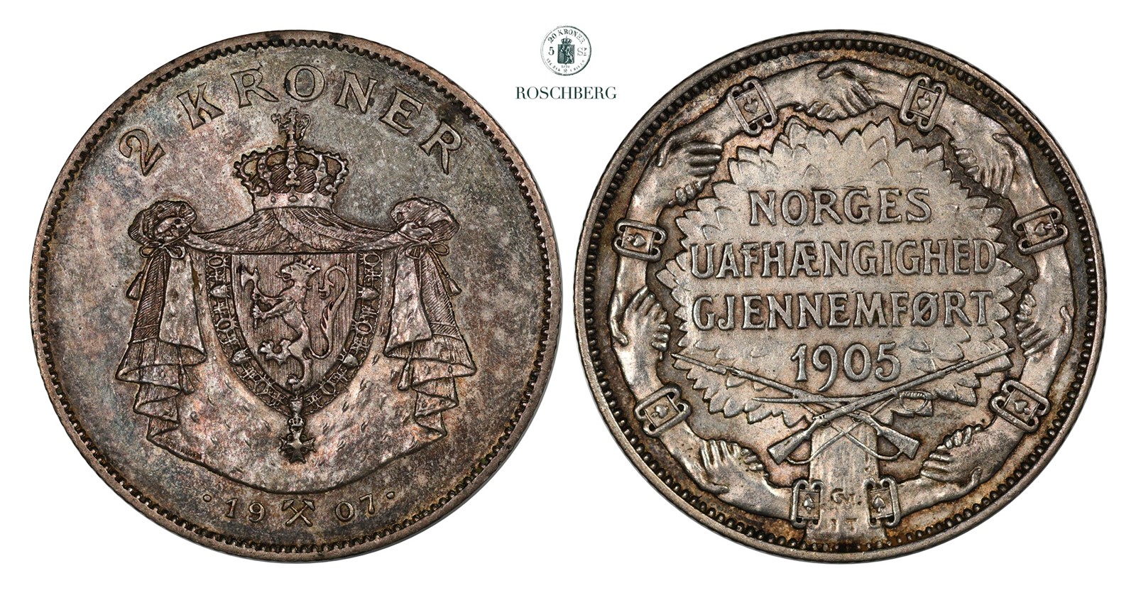 2 Kroner 1907 Gevær Kv 01 (AU)