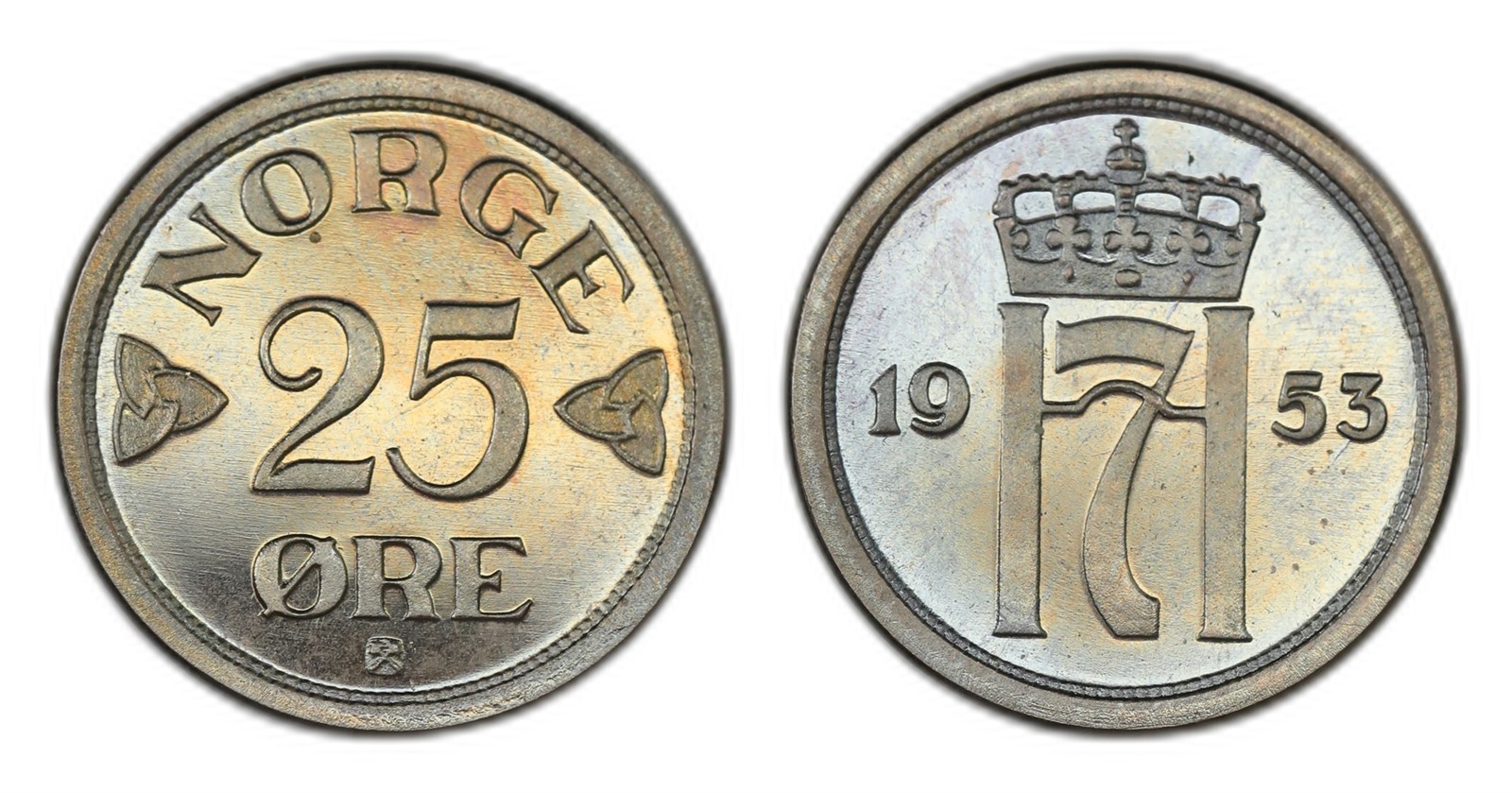 Norway. Haakon VII. 25 Øre 1953. Kv PROOF.