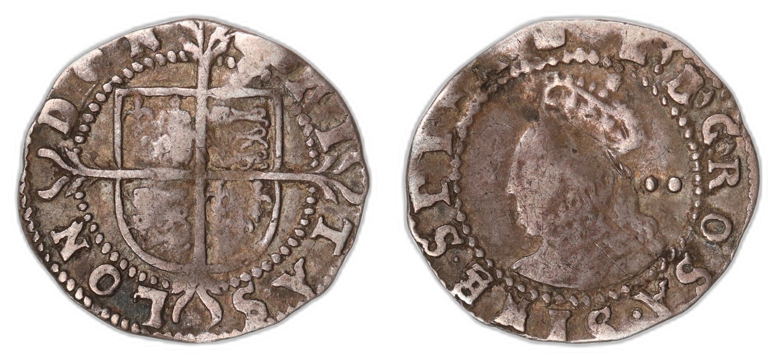 GREAT BRITAIN. Elizabeth I. 2 Pence. ND. VF creased.