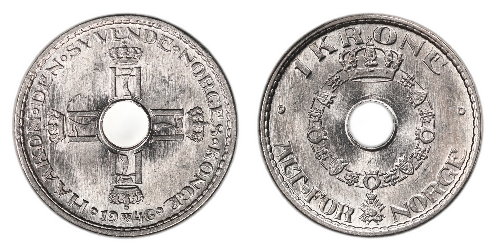 NORWAY. Haakon VII. 1 Krone. 1946. Kv 0 (UNC).