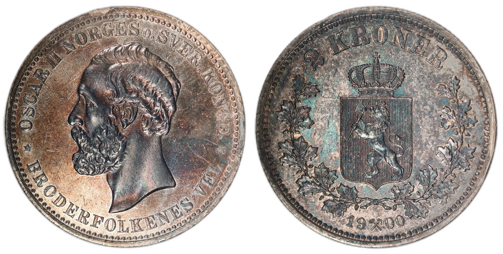 NORWAY. Oscar II. 2 Kroner 1902. Kv 0 (UNC).