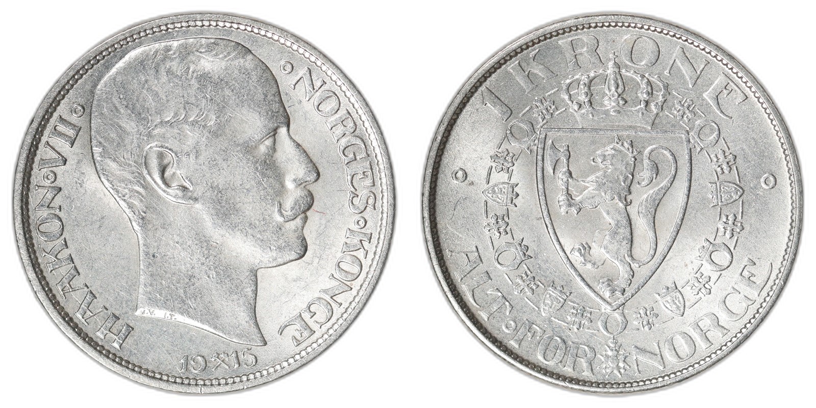 NORWAY. Haakon VII. 1 Krone. 1915. Kv 01 (UNC).
