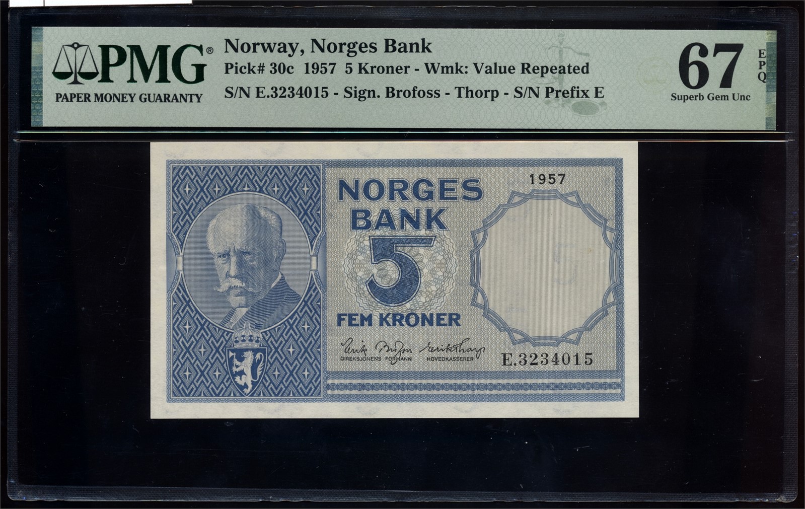 5 Kroner 1957 E3234015 PMG 67EPQ