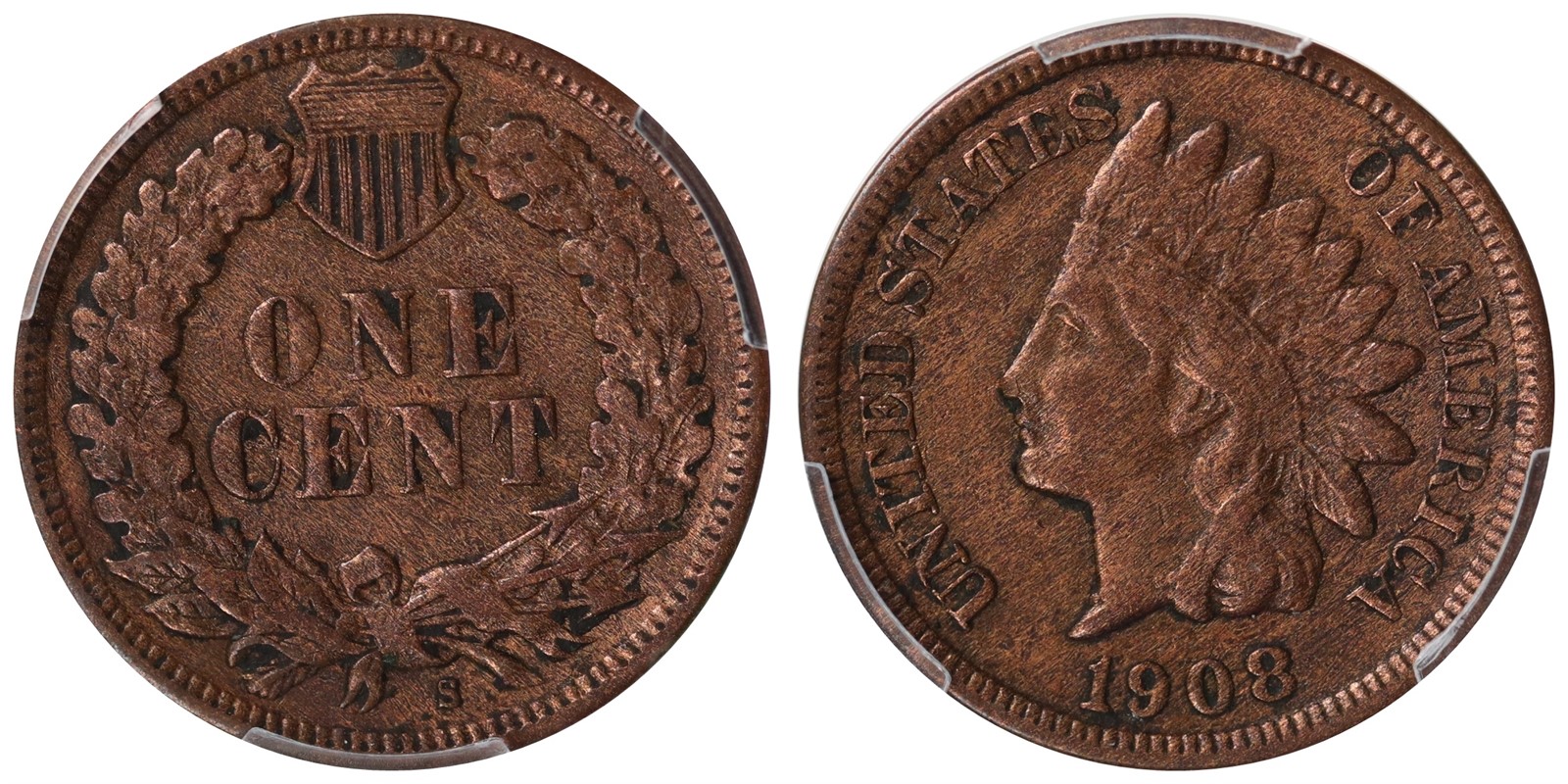 USA. 1 Cent. 1908-S. XF.