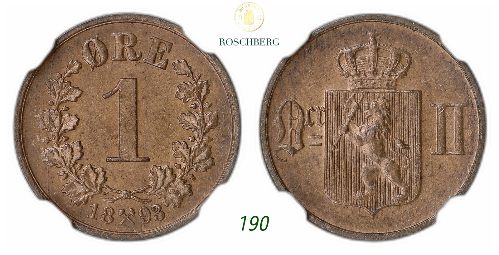 NORWAY. Oscar II. 1 Øre 1893.
