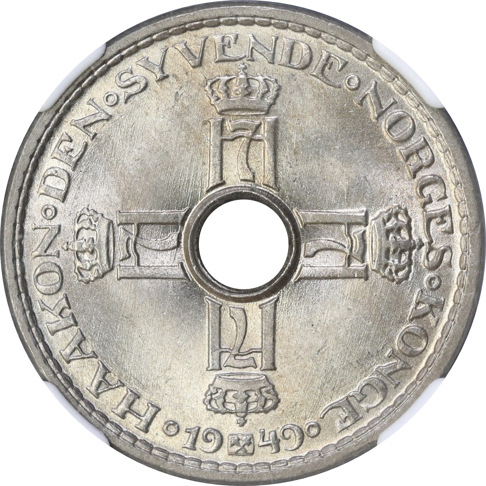 NORWAY. Haakon VII. 1 Krone 1949 NGC MS65