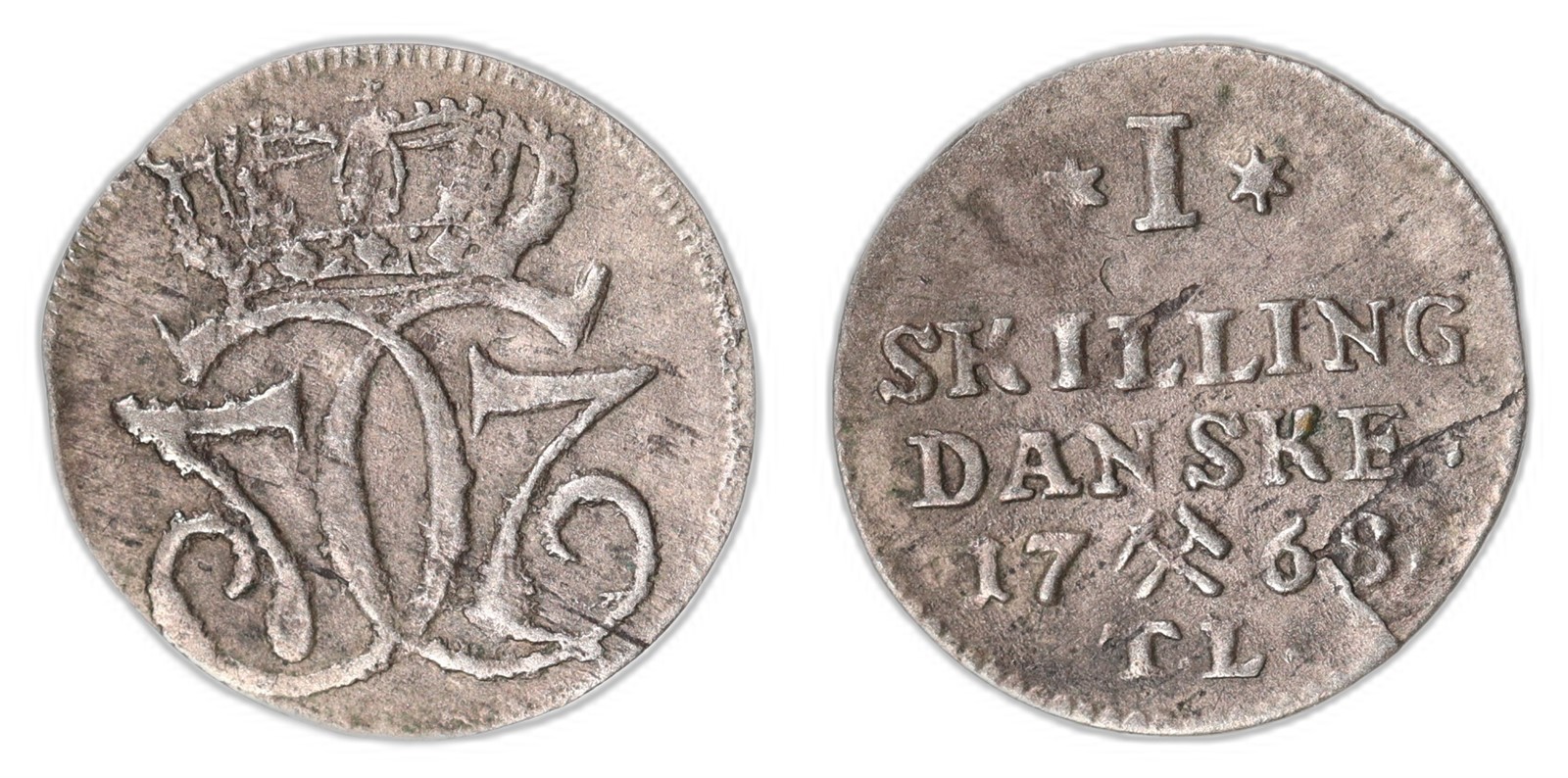 NORWAY. Christian VII. 1 Skilling. 1768. Kv 1+ (XF).