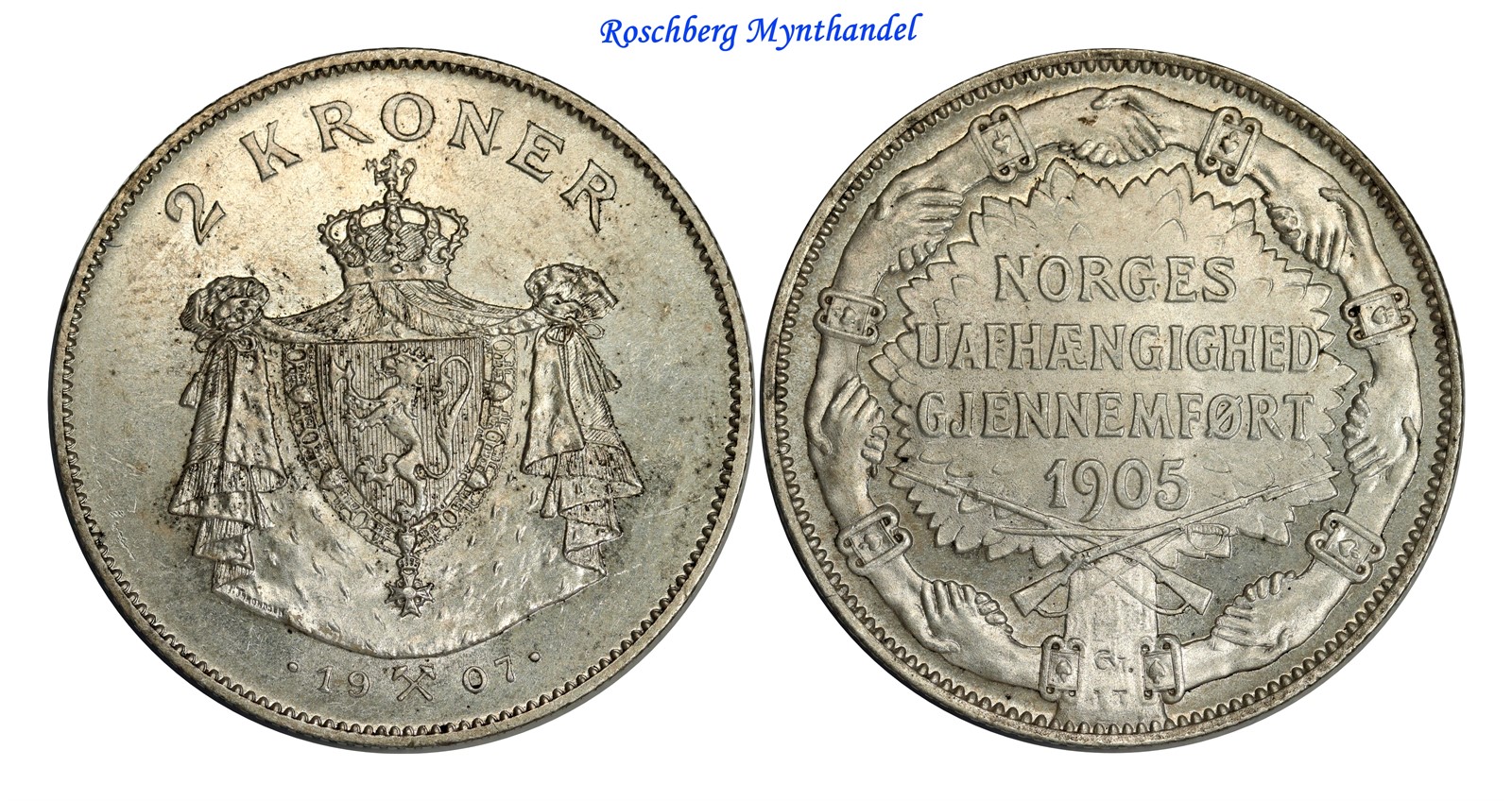 2 Kroner 1907 Gevær Kv 0/01 (UNC)