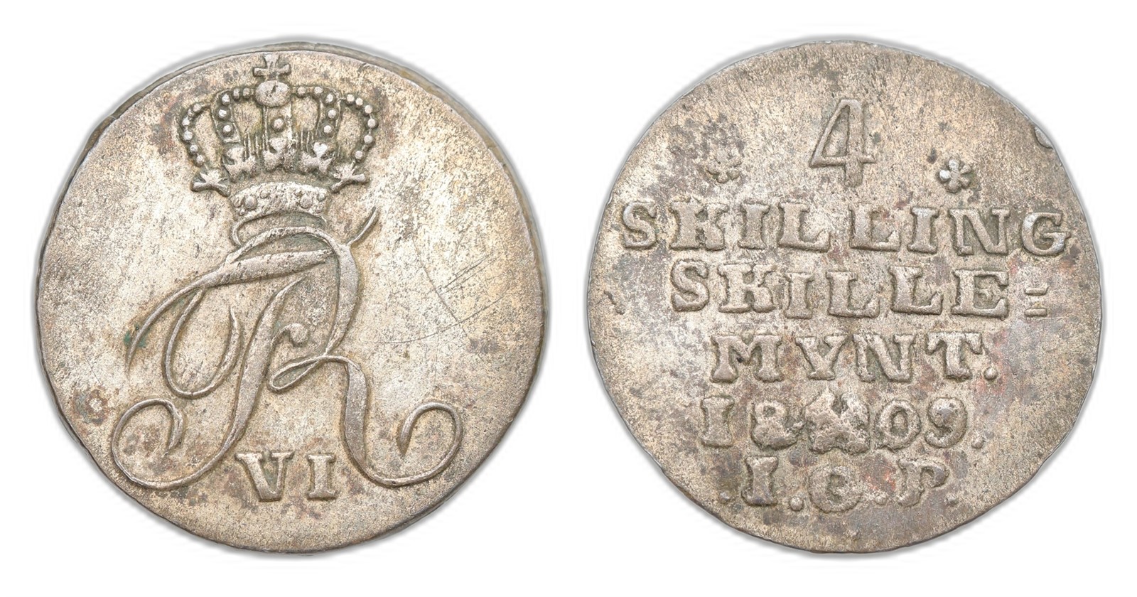 Norway. Frederik VI. 4 Skilling 1809-IGP. Kv 1+.