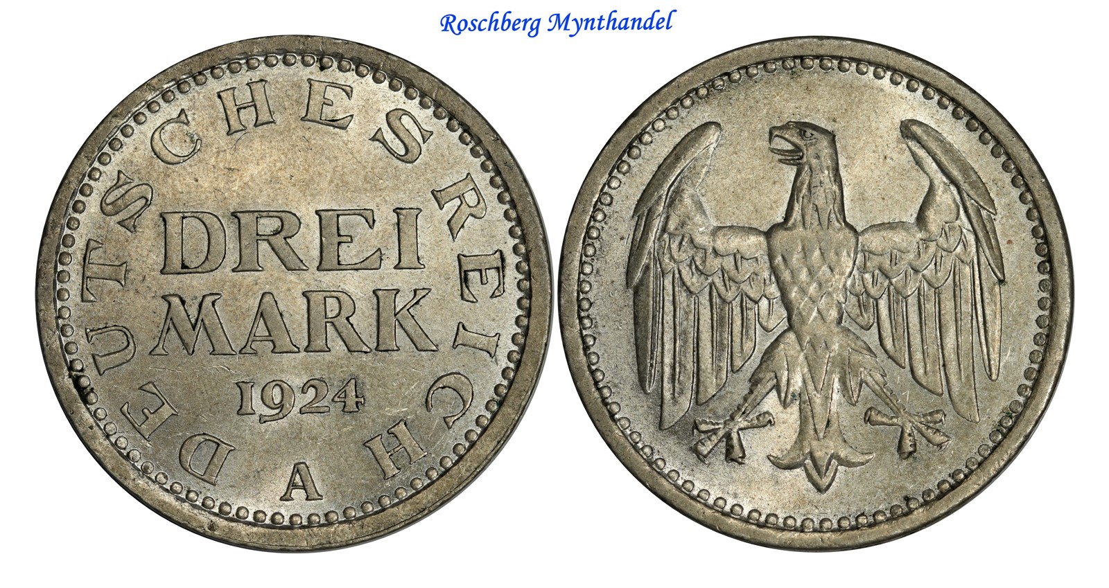 GERMANY, WEIMAR. 3 Mark 1924 A UNC