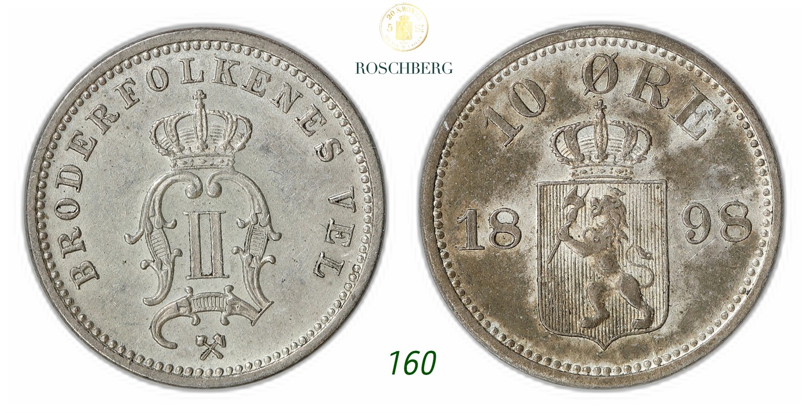 NORWAY. Oscar II. 10 Øre 1898.