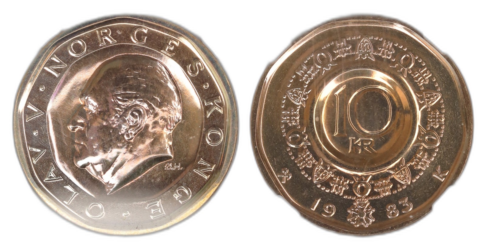 Norway. Olav V. 10 Kroner 1983- Special strike. Kv NGC MS68.