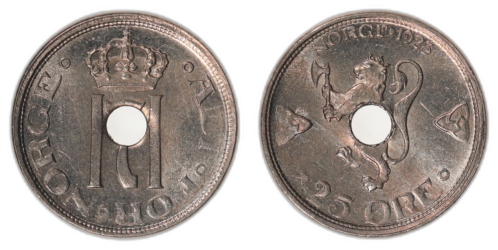 NORWAY. Haakon VII. 25 Øre. 1923. Kv 0//01 (UNC).