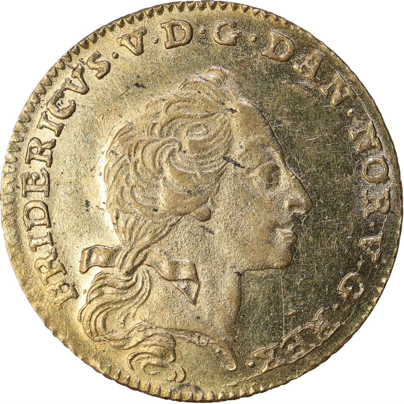 DENMARK. Frederik V. 12 Mark (Courant Ducat) 1761-W. Kv 0/01 (UNC).