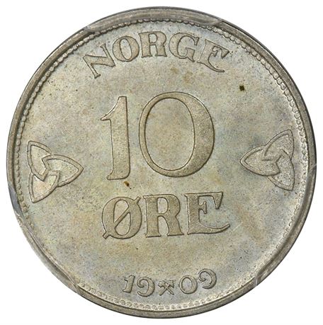 10 Øre 1909 Kv 0, PCGS MS64
