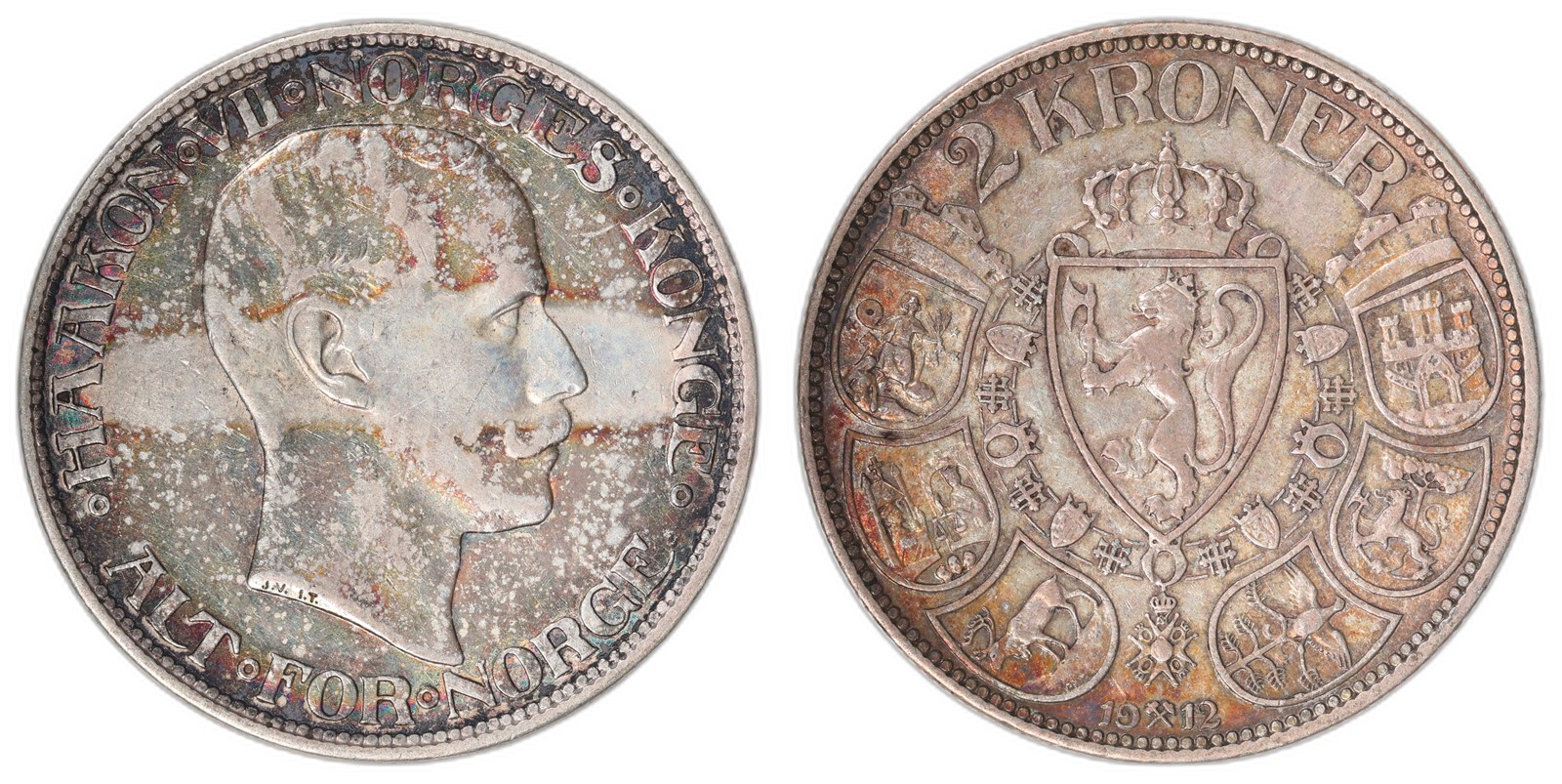NORWAY. Haakon VII. 2 Kroner. 1912. Kv 1+ (XF).
