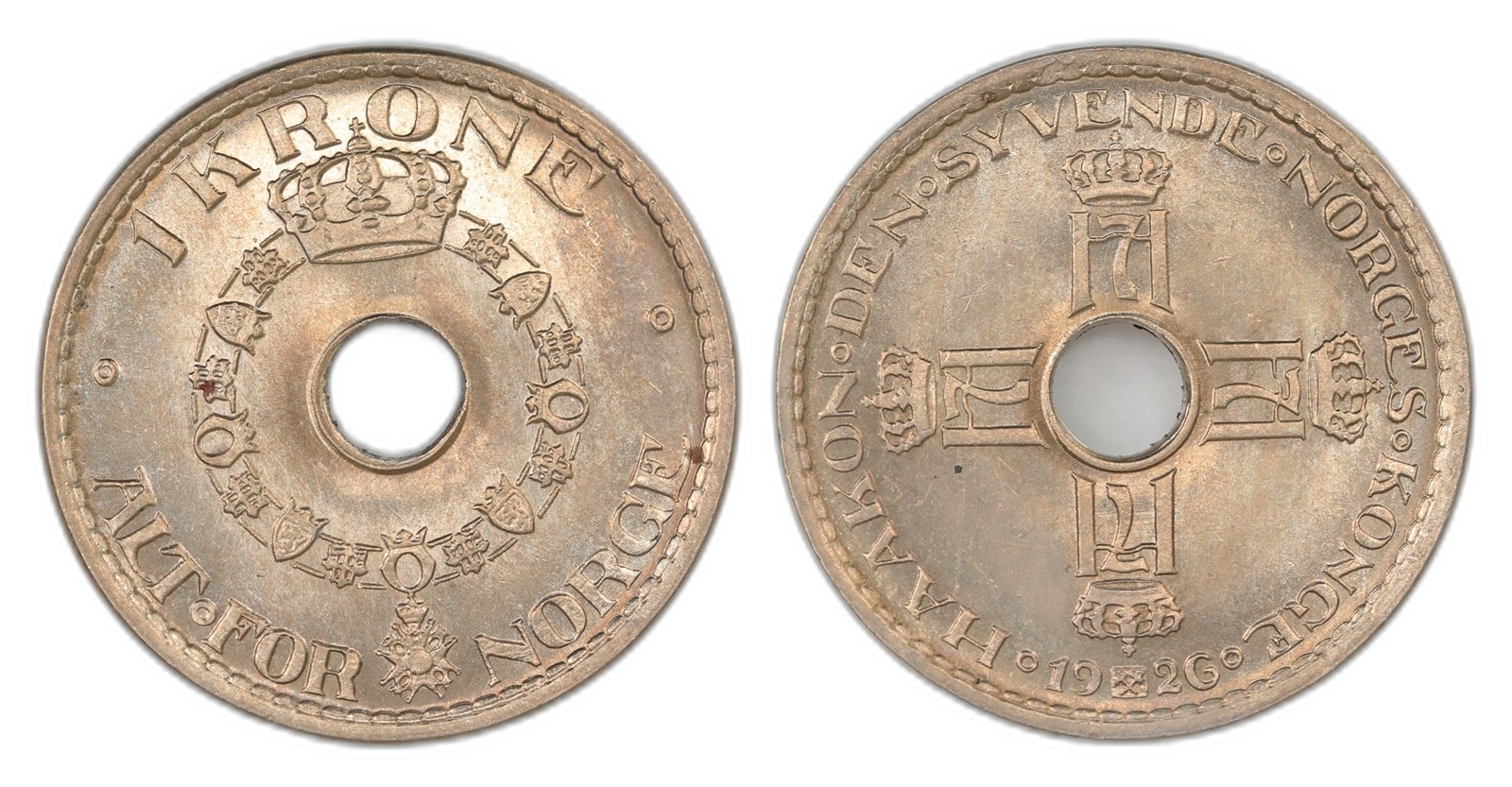 Norway. Haakon VII. 1 Krone 1926. Kv PRAKTEX.