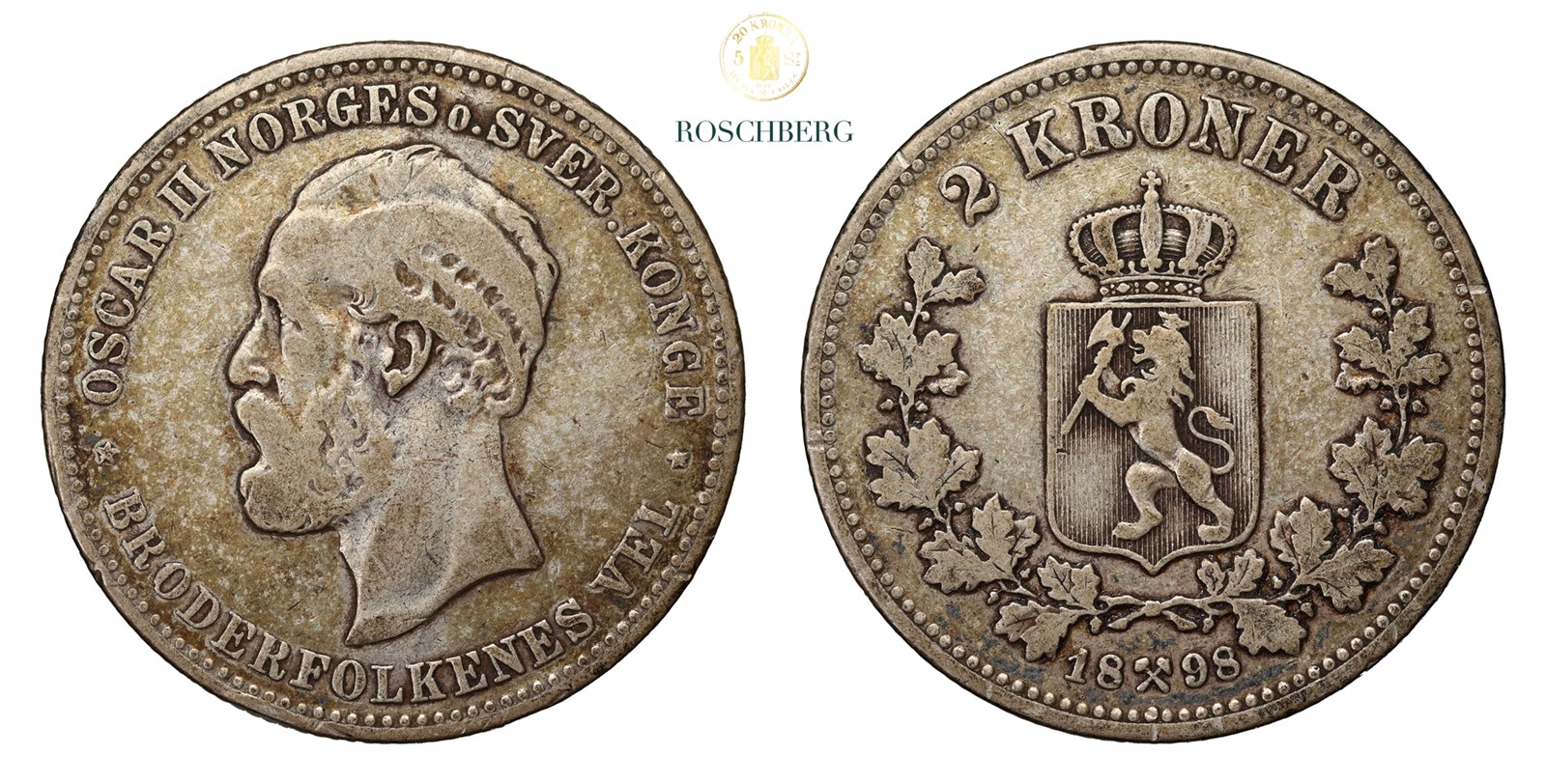 Norge 2 Kroner 1898 Kv 1