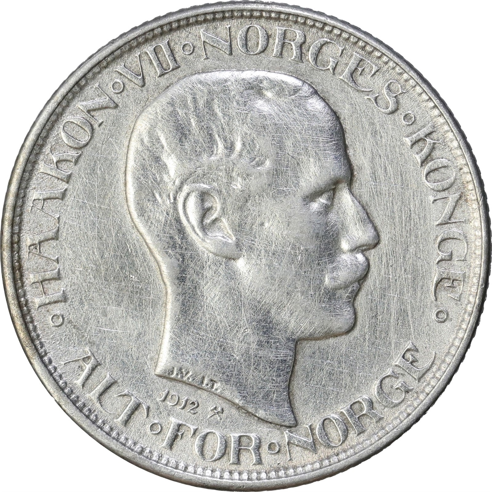 NORWAY. Haakon VII. 50 Øre 1912 Kv 1/1+ (VF)