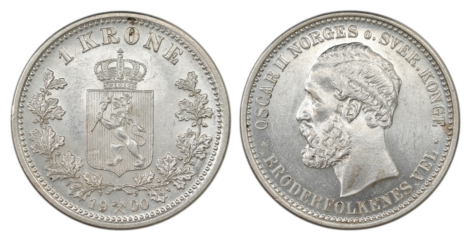 Norway. Oscar II. 1 Krone 1900. Kv 0.