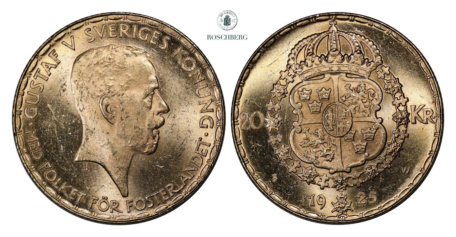 SWEDEN. 20 Kronor 1925 UNC