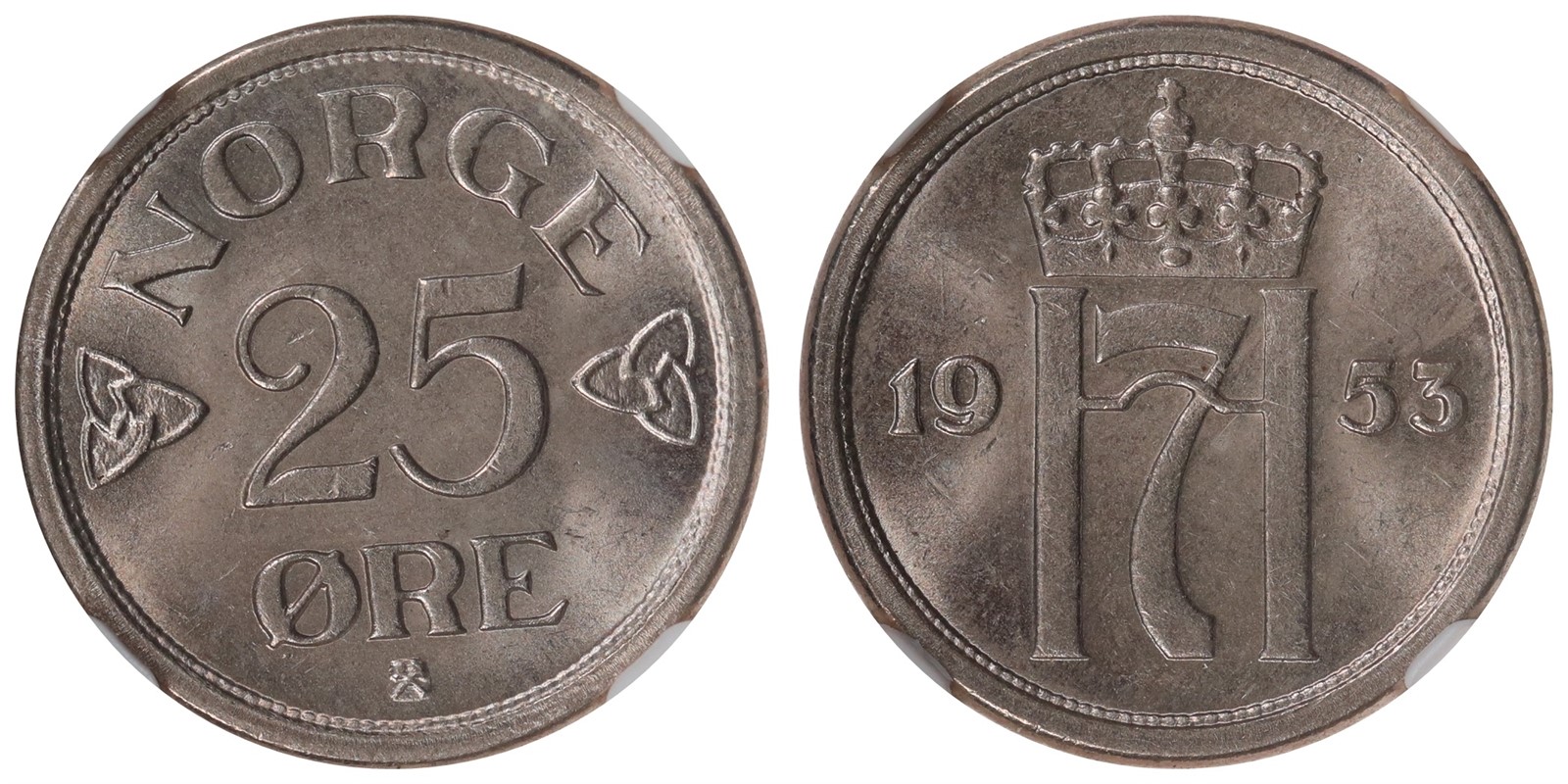 NORWAY. Haakon VII. 25 Øre. 1953. NGC MS65.