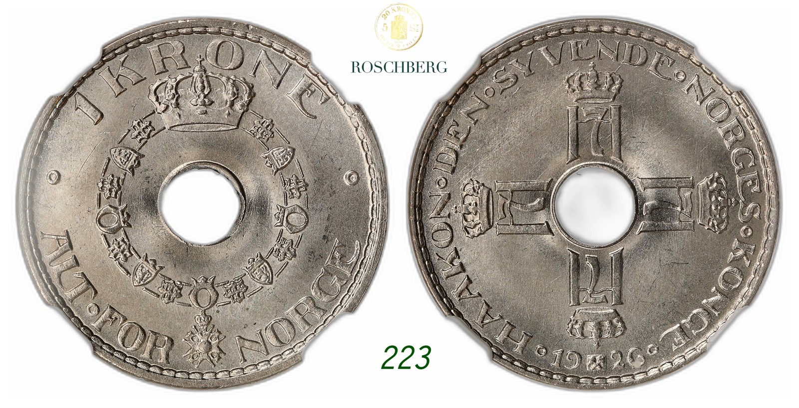 NORWAY. Haakon VII. 1 Krone 1926.
