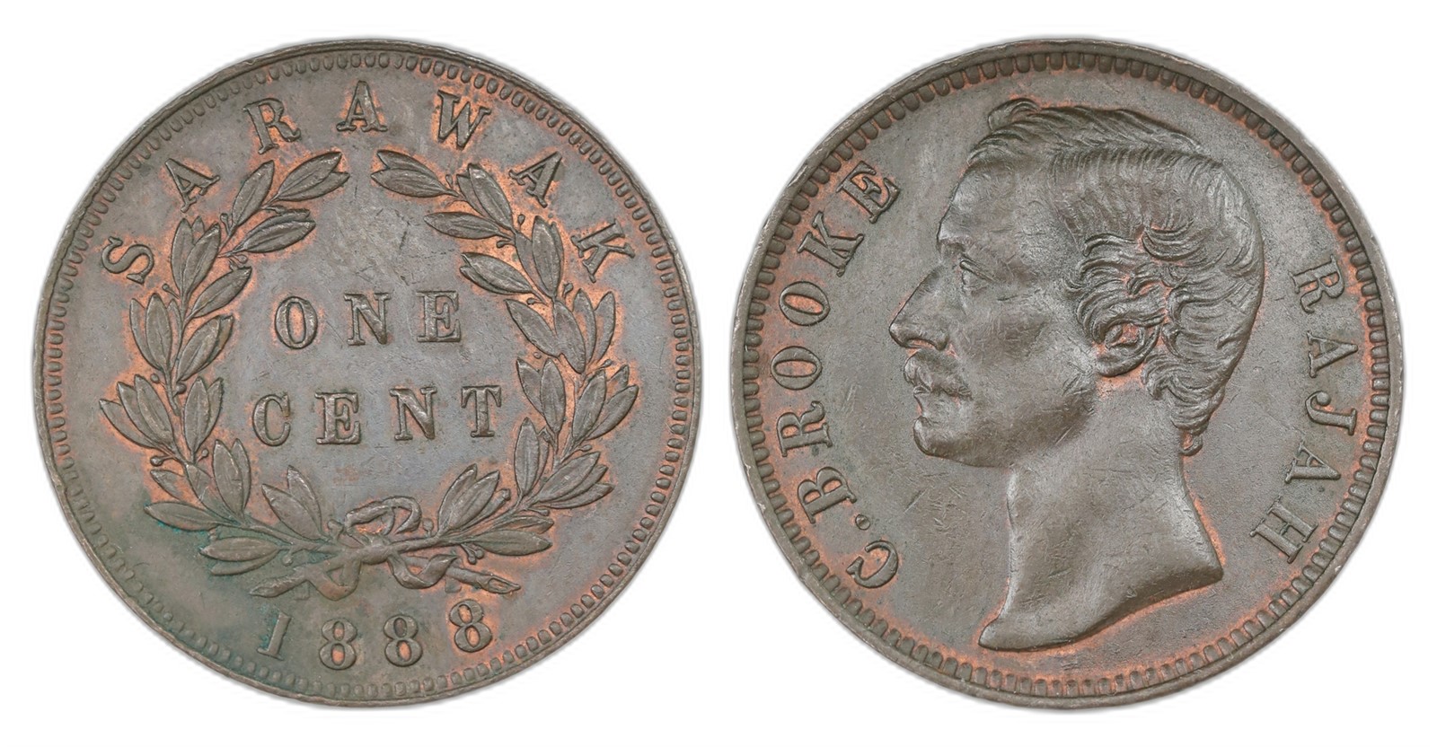 Sarawak. Rajah C. Brooke. 1 Cent 1888. Kv UNC.