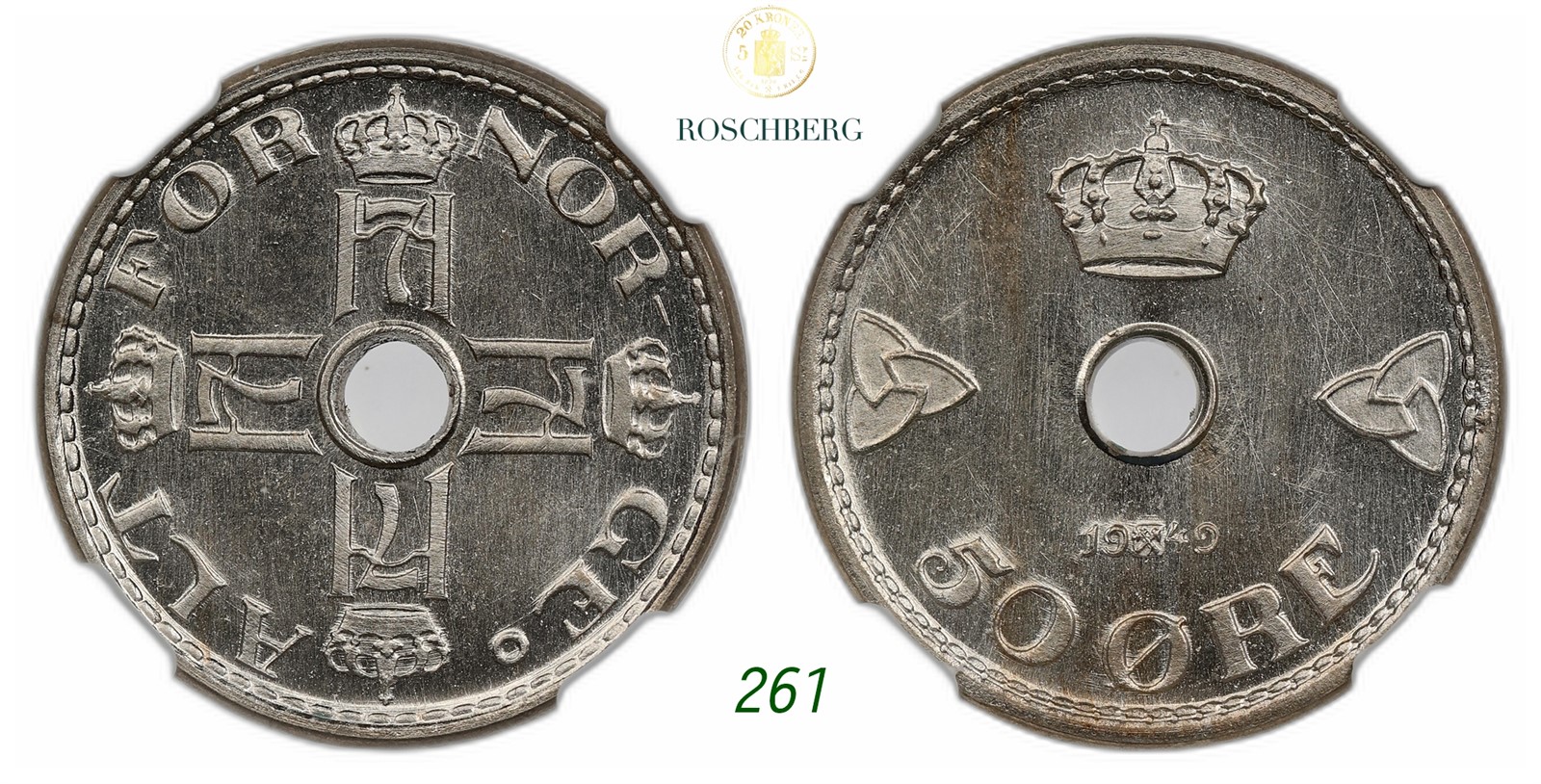 NORWAY. Haakon VII. 50 Øre 1949.