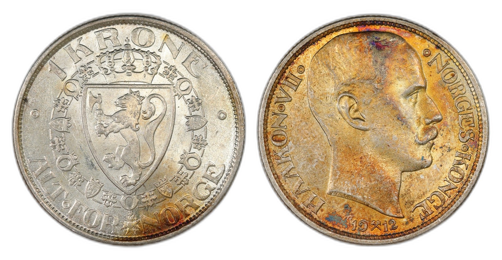 Norway. Haakon VII. 1 Krone 1912. Kv 0/01.
