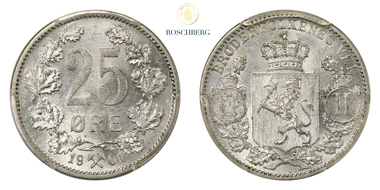 Norge 25 Øre 1900 PCGS MS65