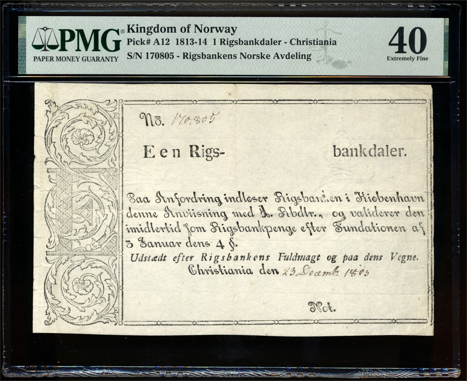 1 Riksbankdaler 1813 17085 PMG 40