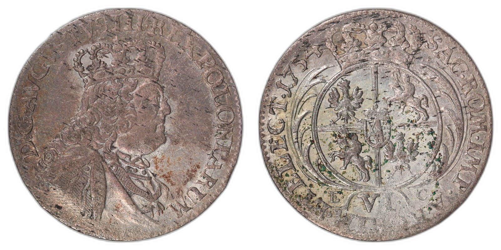 POLAND. Augustus III. 6 Groszy. 1754-EC. XF.