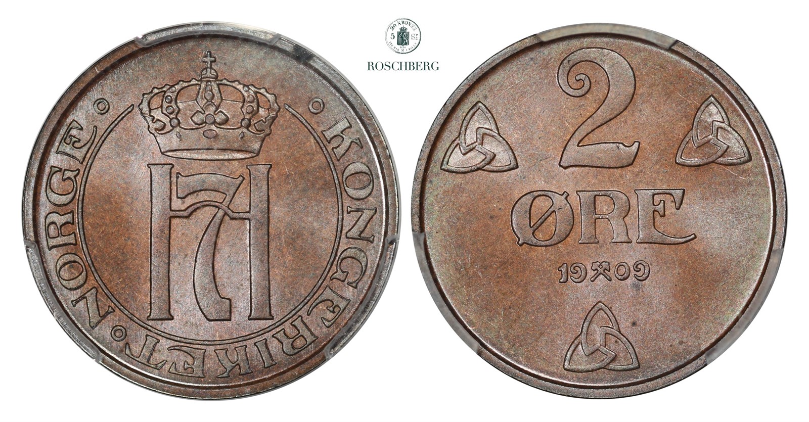 2 Øre 1909 PCGS MS65 PRAKTEX