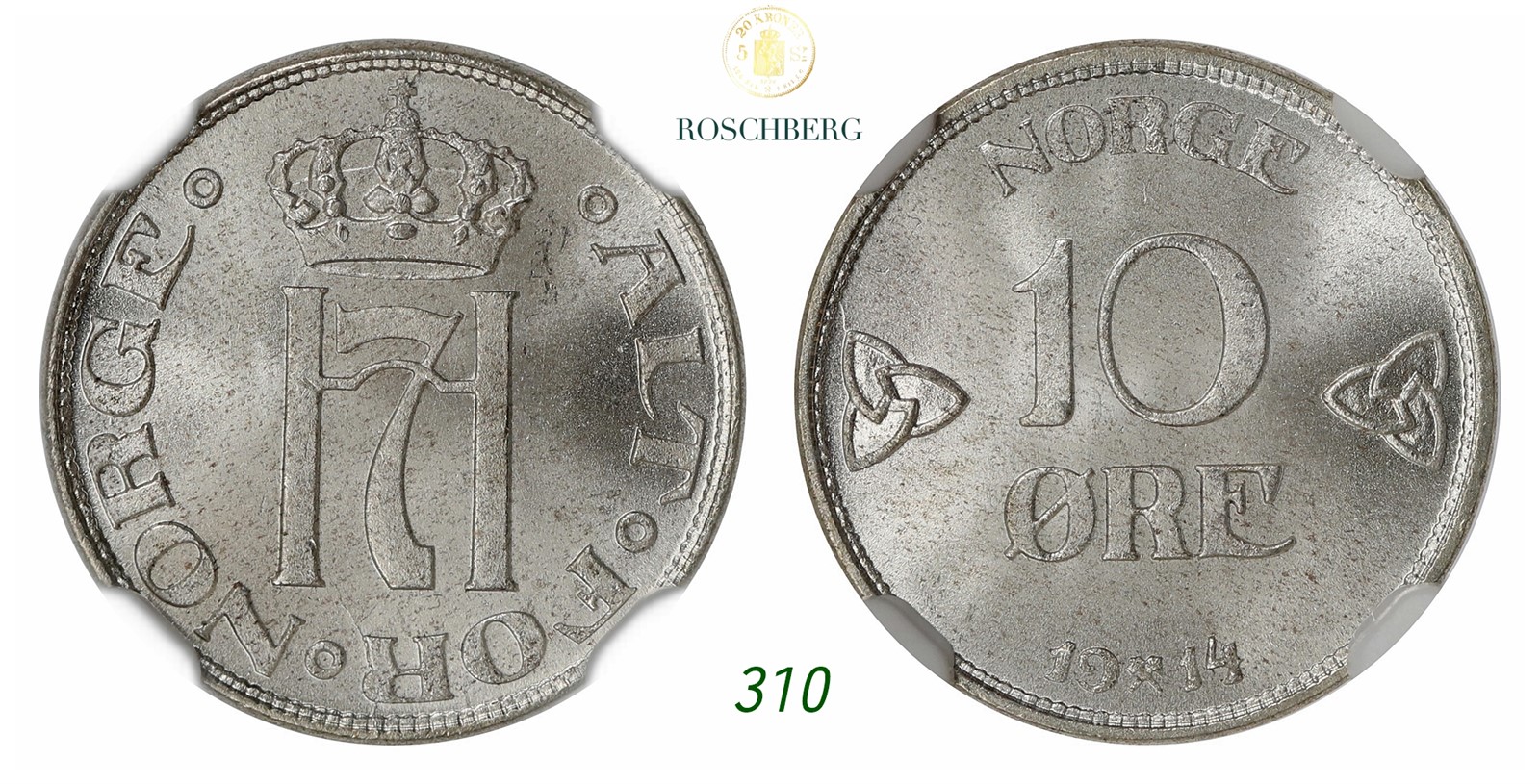 NORWAY. Haakon VII. 10 Øre 1914.