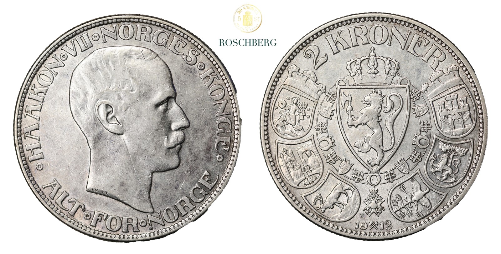 Norge 2 Kroner 1912 Kv 1+