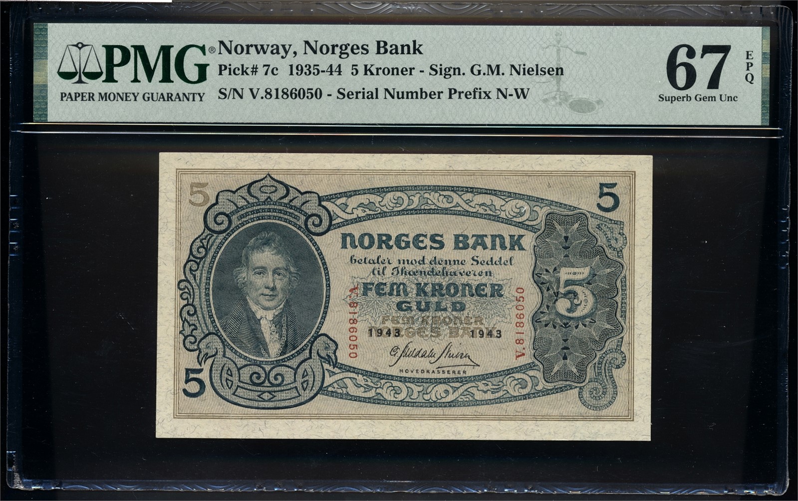 5 Kroner 1943 V8186050 PMG 67EPQ