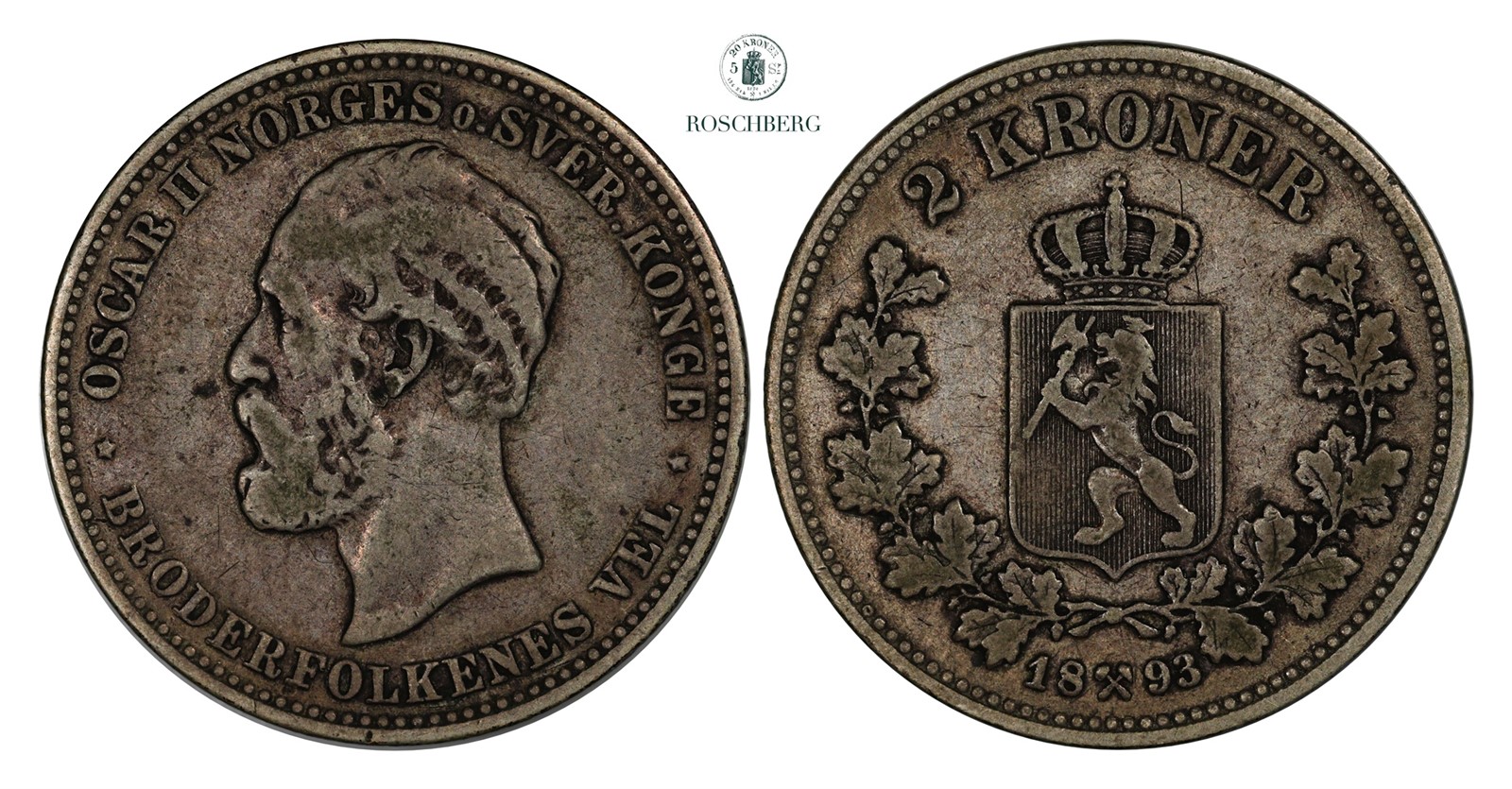 2 Kroner 1893 Kv 1 (VF)