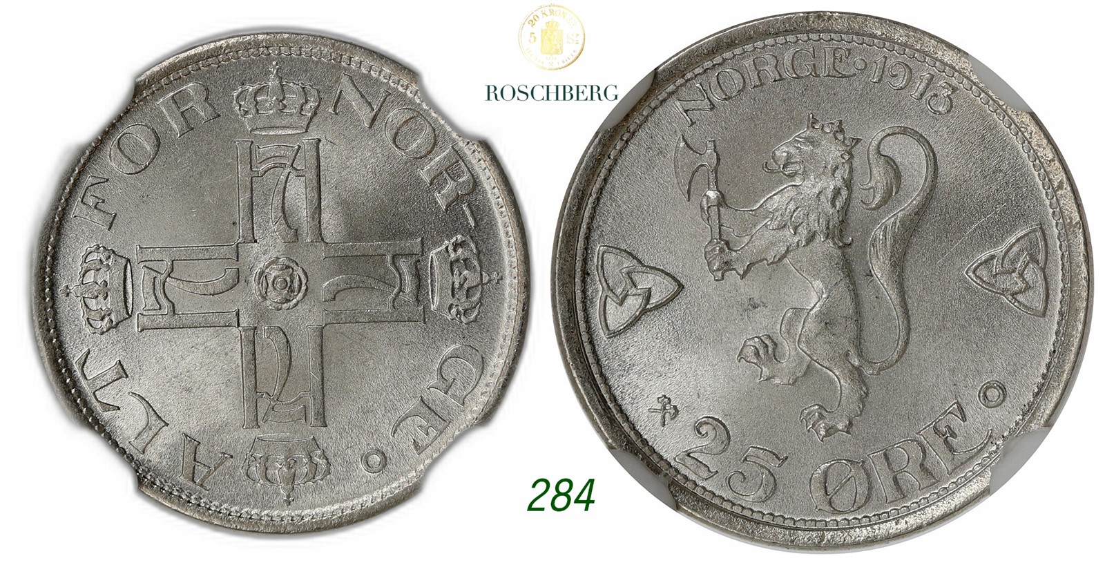 NORWAY. Haakon VII. 25 Øre 1913.