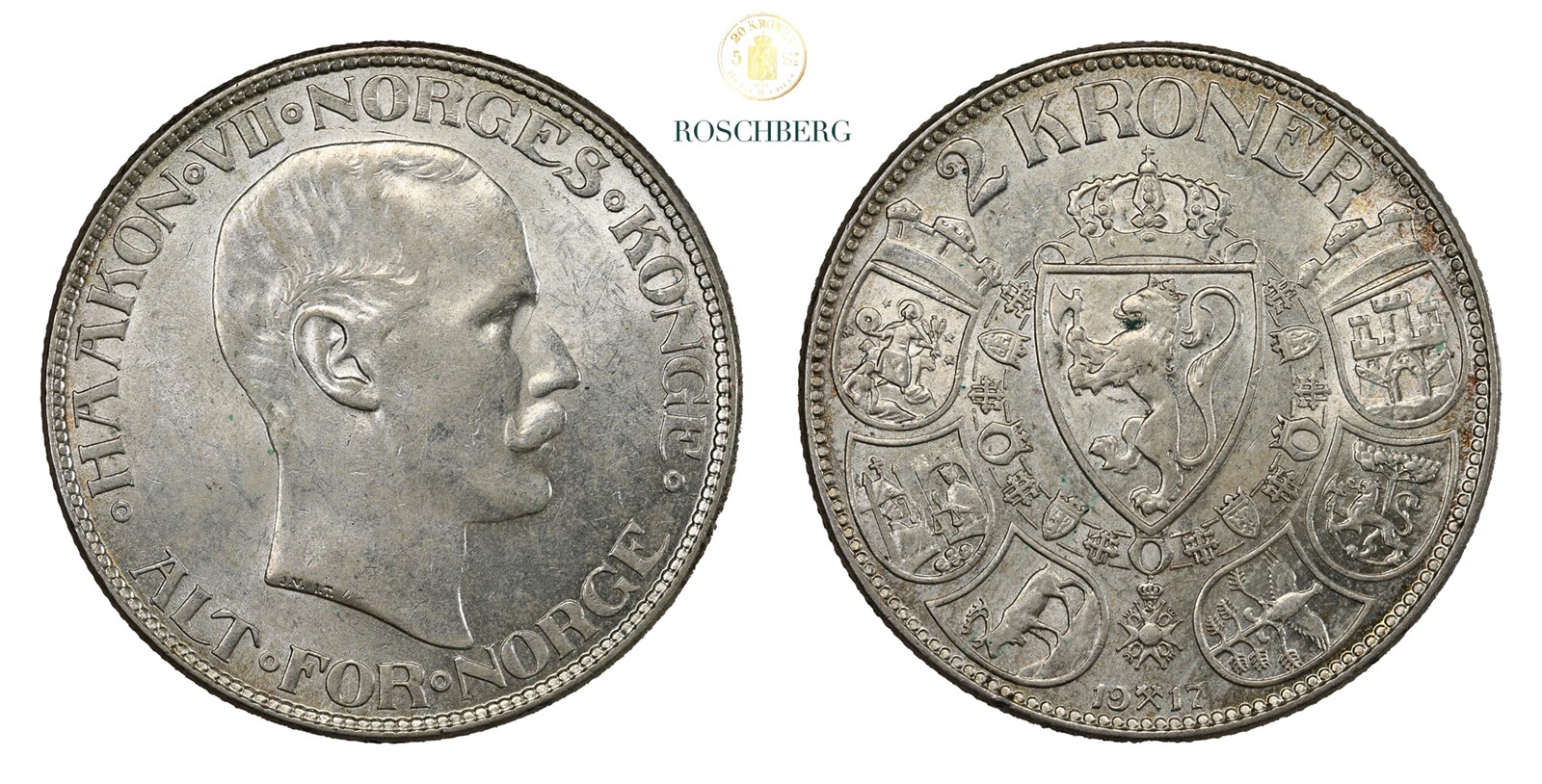 Norge 2 Kroner 1917 Kv 01