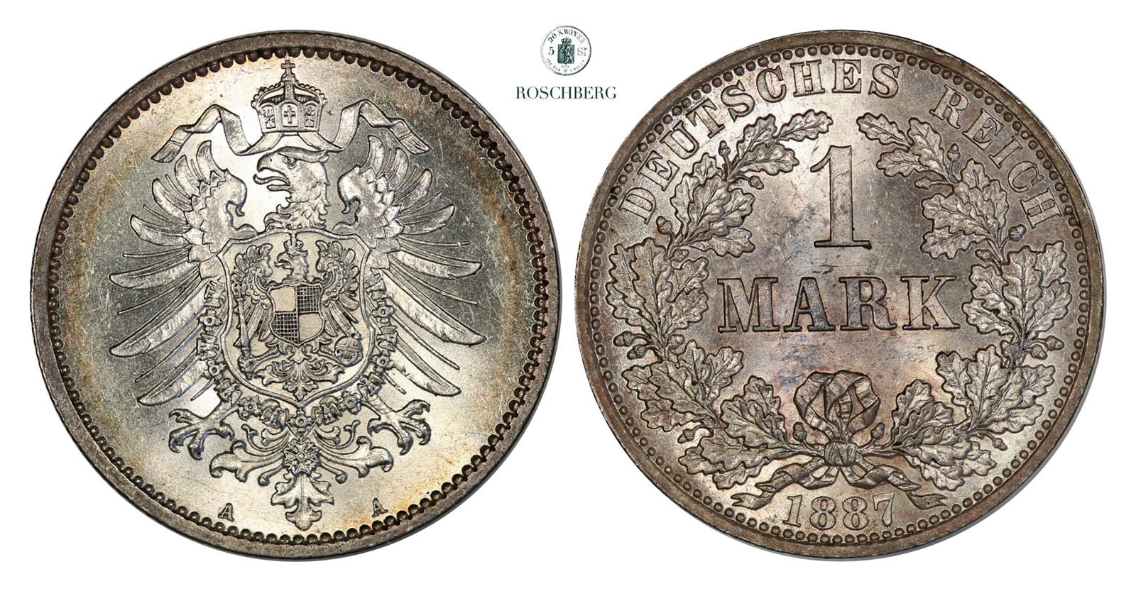 GERMAN EMPIRE. 1 Mark 1887-A UNC