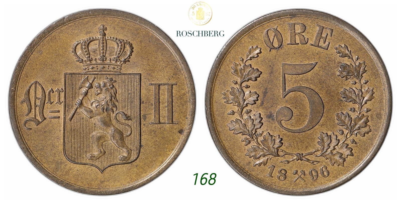 NORWAY. Oscar II. 5 Øre 1896.
