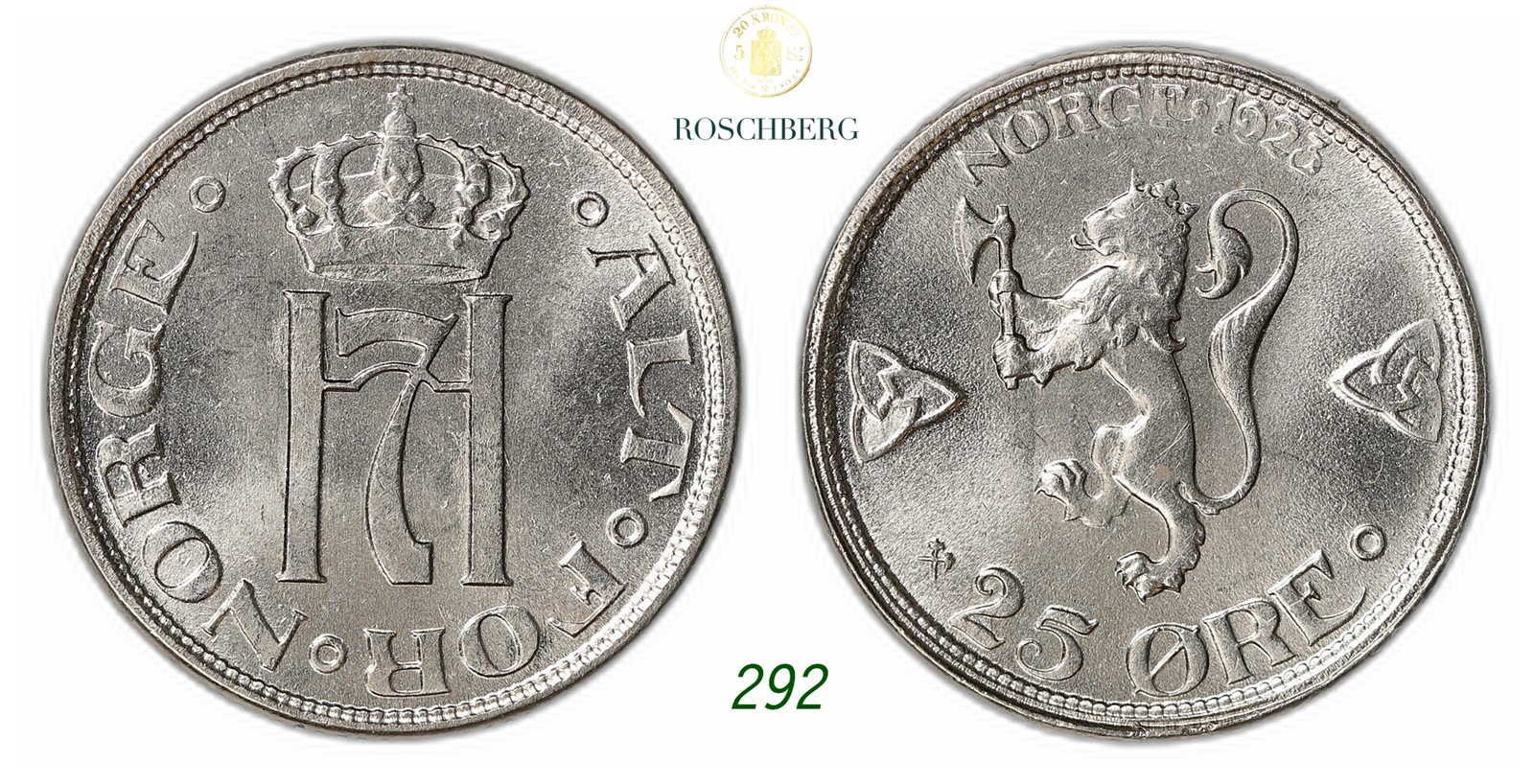 NORWAY. Haakon VII. 25 Øre 1923.