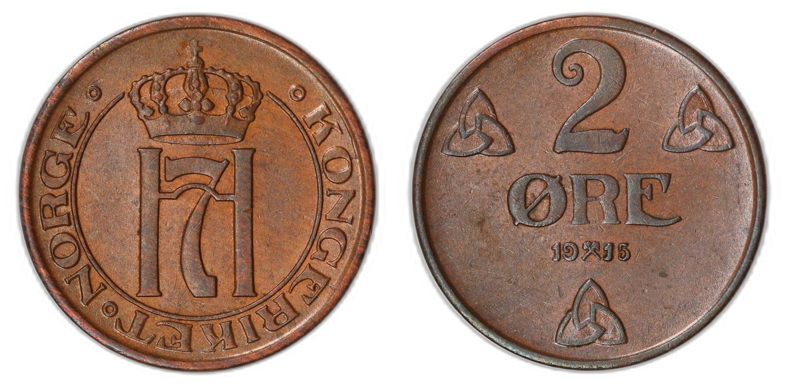 NORWAY. Haakon VII. 2 Øre. 1915. Kv 01 (AU).